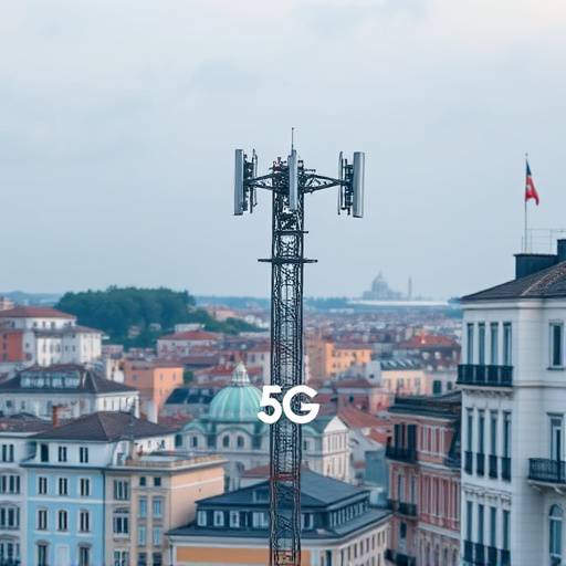 Un'antenna 5G in una citt&radic;&dagger; italiana